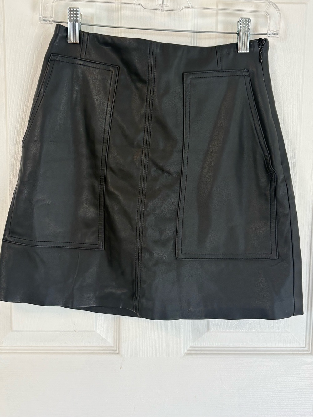 H&M Black Faux Leather A-Line Skirt